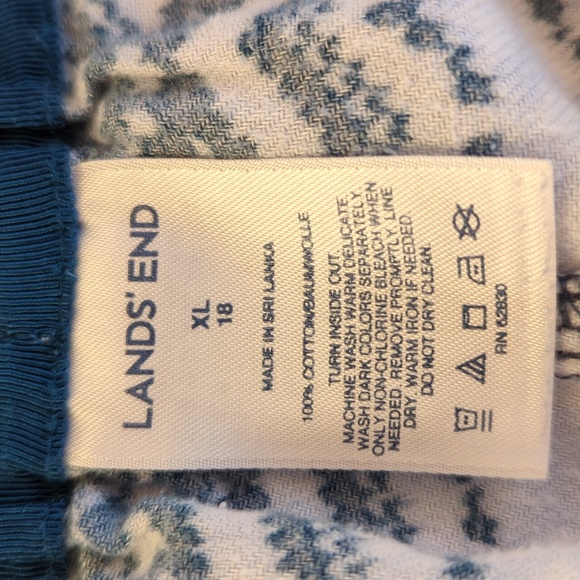 Lands' End Chevron Pull On Pajama Pants XL 18 Blue White - Picture 3 of 12